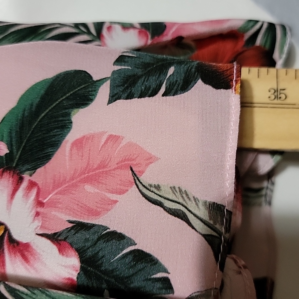 Nwt LES RÊVERIES Floral Silk Mini Dress Blouson Puff Sleeves Hibiscus Palms - Picture 9 of 12